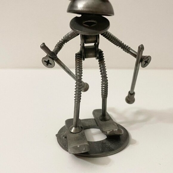 Frog Metal Art Sculpture Skiing Figure Screws Washers - Picture 7 of 16